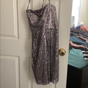 Strapless Sequin Silver Dress